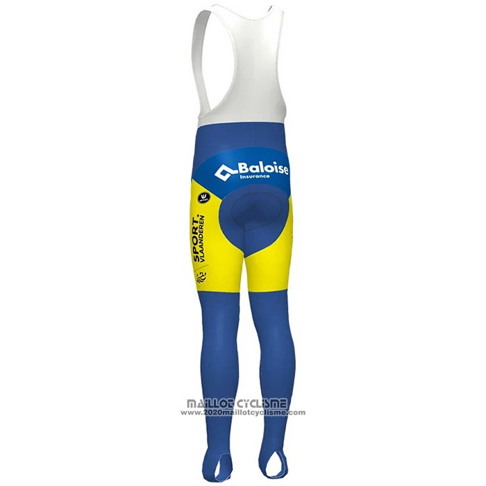 2021 Maillot Cyclisme Sport Vlaanderen Baloise Bleu Jaune Manches Longues et Cuissard